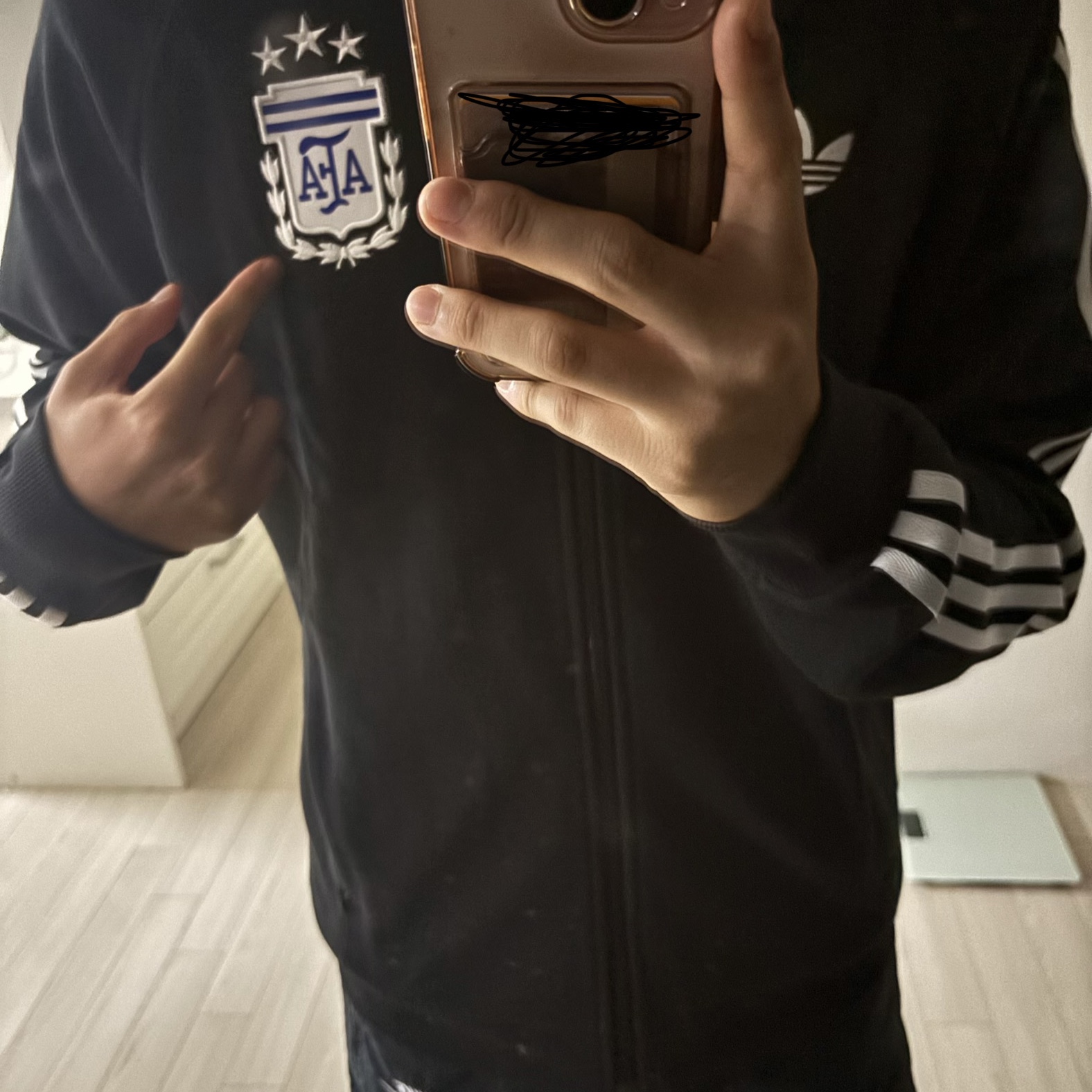 Adidas Argentina Away Anthem Jacket Black - KR Sizing (Non Marking Ver.) 착용 스타일