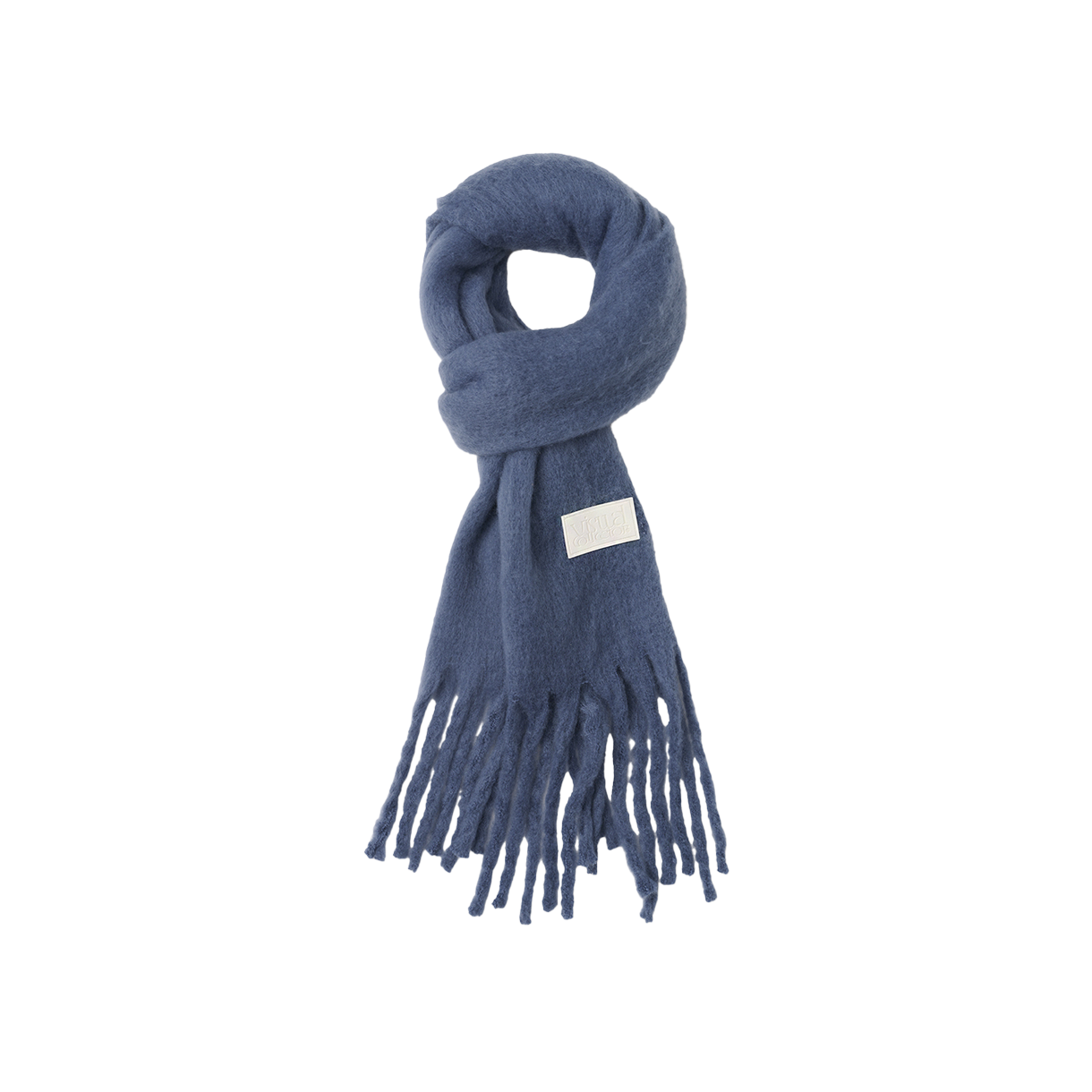 비주얼 컬렉터 솔리드 레더 라벨 머플러 - 블루(VISUAL COLLECTOR Solid Leather Label Muffler - Blue)