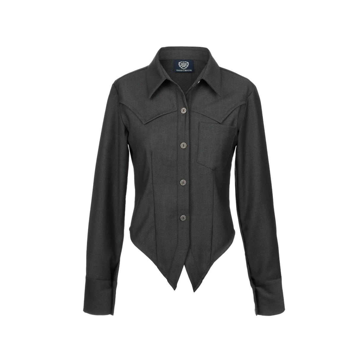 비주얼 컬렉터 오버레이 판넬 솔리드 셔츠 - 딥 그레이(VISUAL COLLECTOR Overlay Pannel Solid Shirt - Deep Gray)