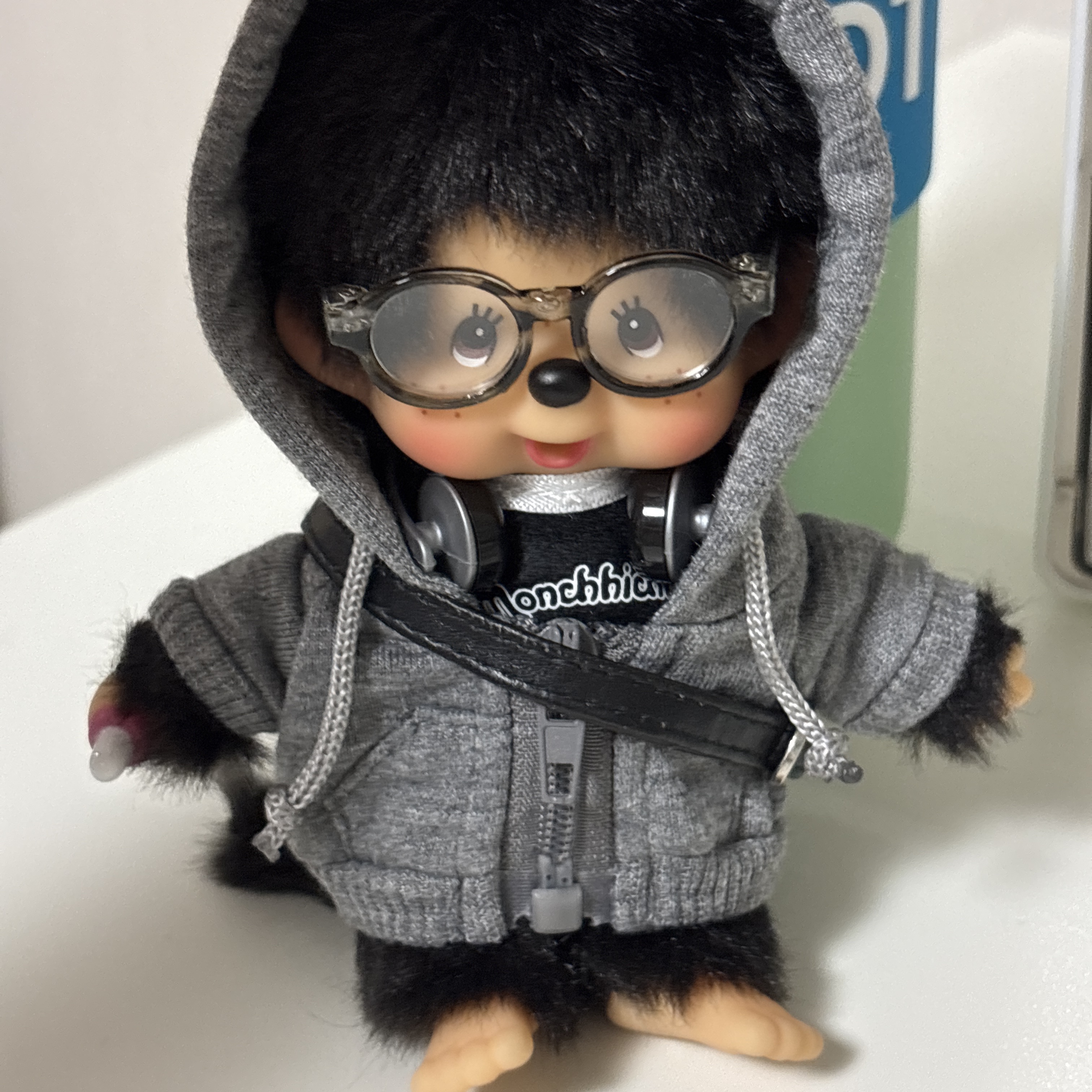 Monchhichi Colors Key Chain Black 착용 스타일