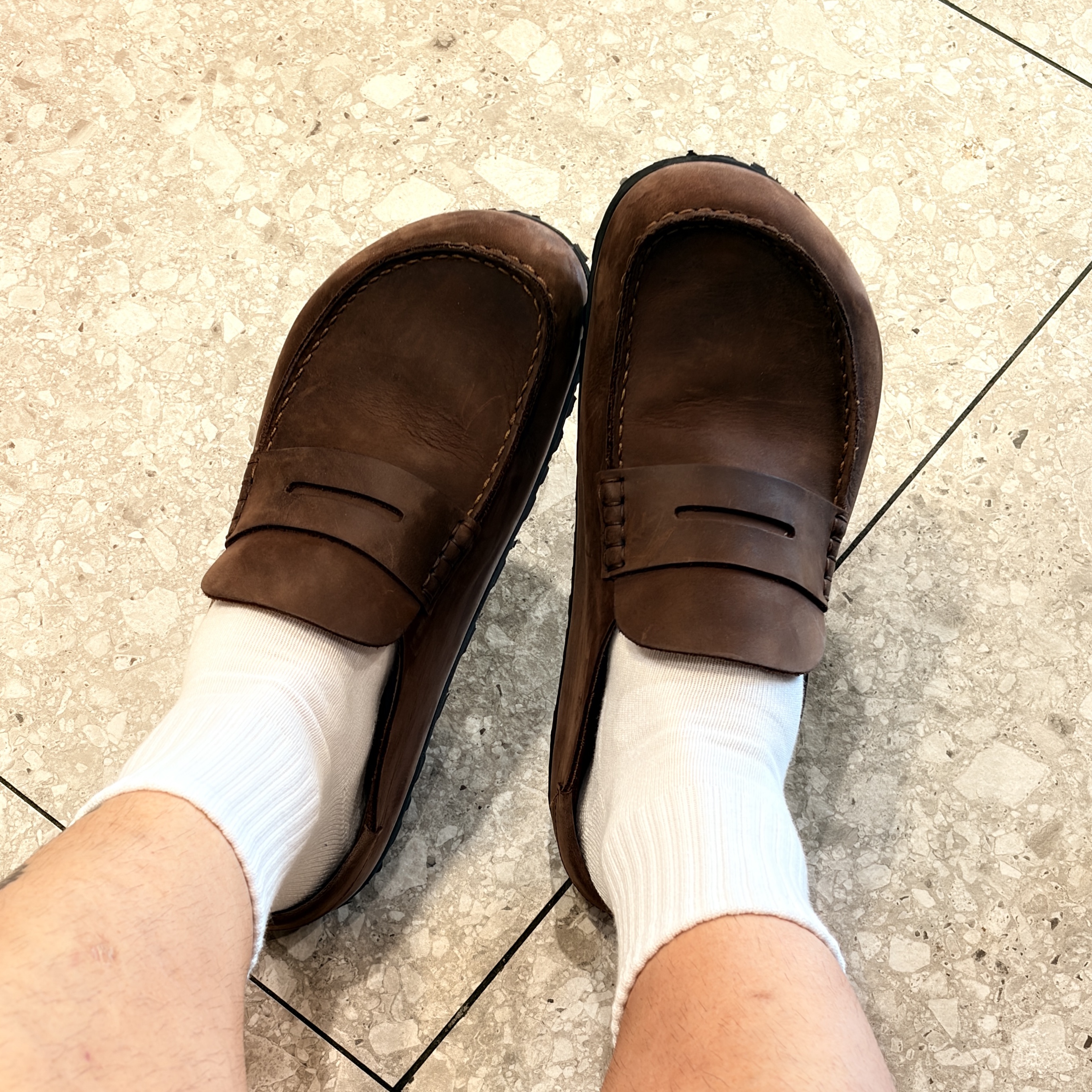 Birkenstock Naples Wrapped Natural Oiled Leather Habana - Regular 착용 스타일