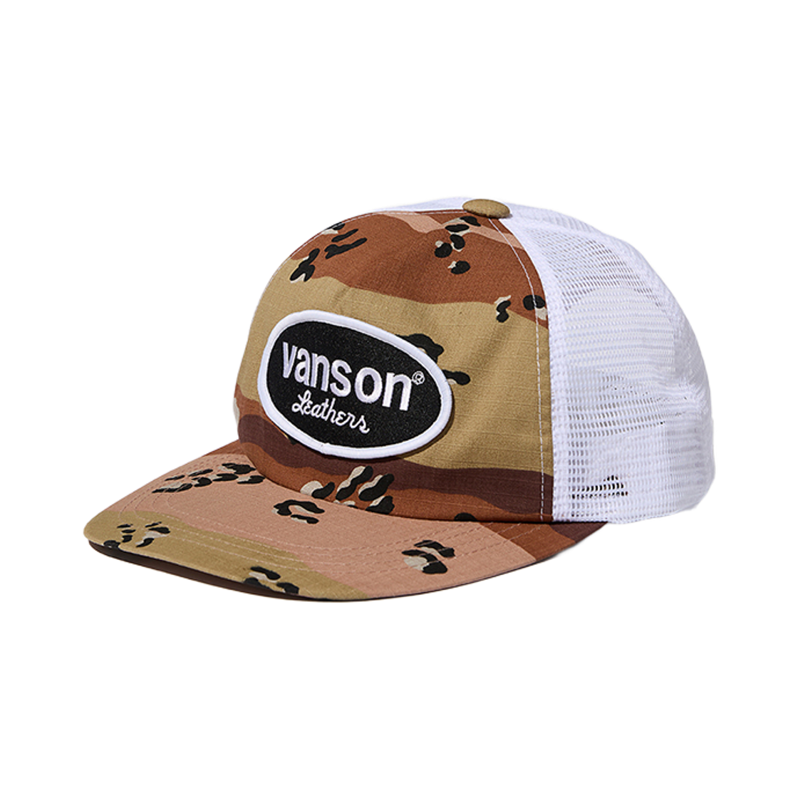 벤슨 레더 오발 로고 빈티지 메쉬 캡 데저트 카모 & 화이트(Vanson Leathers Oval Logo Vintage Mesh Cap Desert Camo & White)