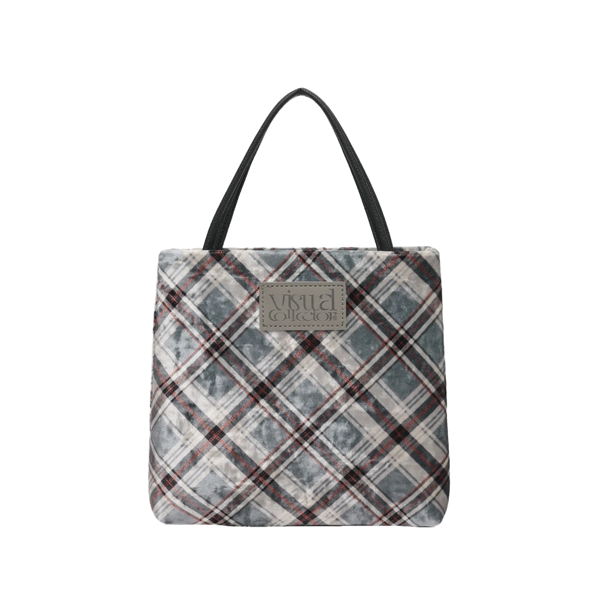 비주얼 컬렉터 체크 미니 벨벳 크로스 백 - 차콜(VISUAL COLLECTOR Check Mini Velvet Cross Bag - Charcoal)