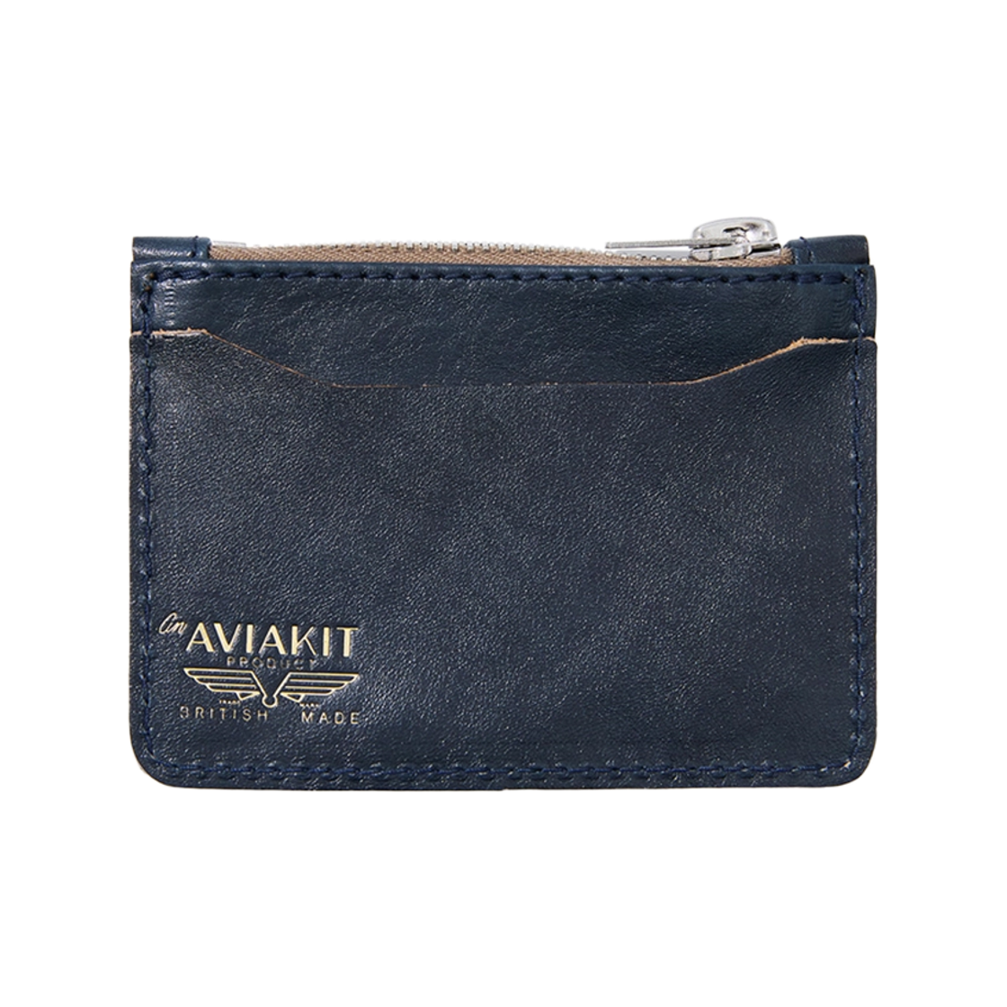 루이스 레더 코인 & 카드 월렛 베지터블 카우 네이비 & 베이지(Lewis Leathers Coin & Card Wallet Vege Tan Cow Navy & Beige) - 2