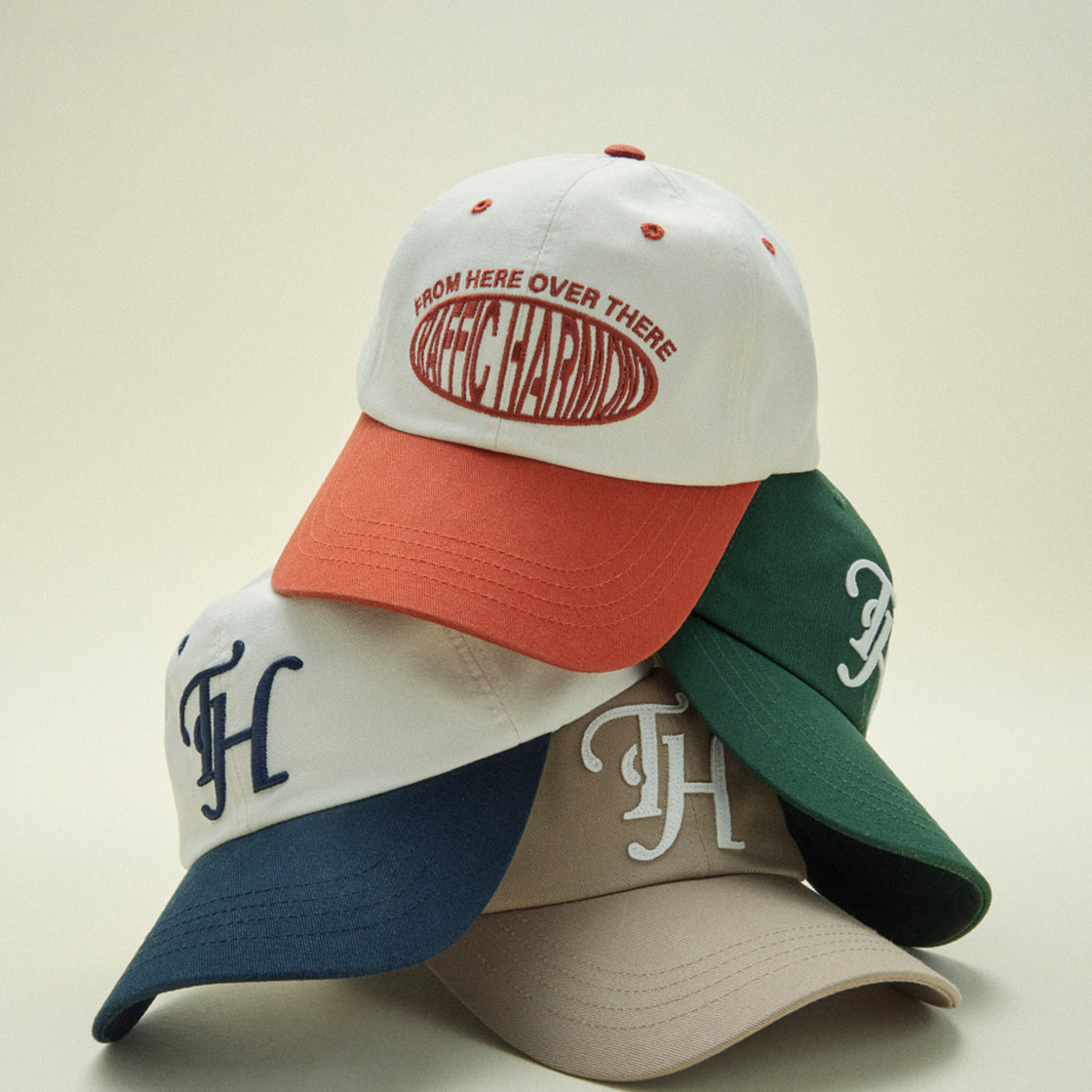트래픽하모니 TH 로고 로우핏 볼캡 아이보리&그린(Traffic Harmony TH Logo Low Fit Ball Cap Ivory & Green) - 3