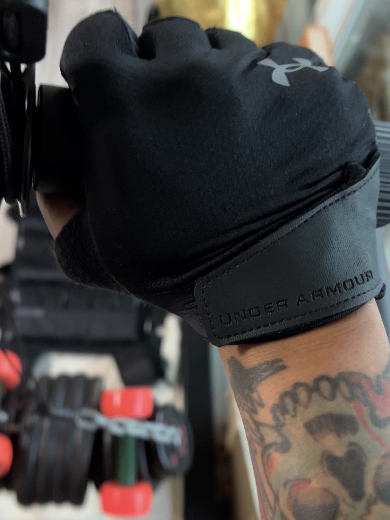 Under Armour UA Training Gloves Black Pitch Gray 착용 스타일 - 1