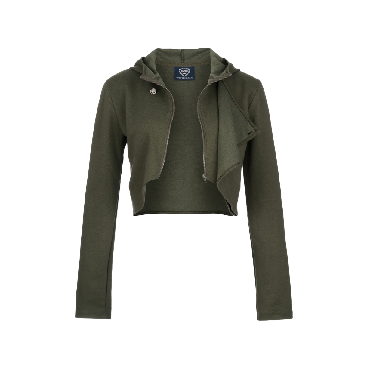 비주얼 컬렉터 투웨이 클래스프 컷 후드 집업 - 카키(VISUAL COLLECTOR Two-way Clasp Cut Hood Zip Up - Khaki)