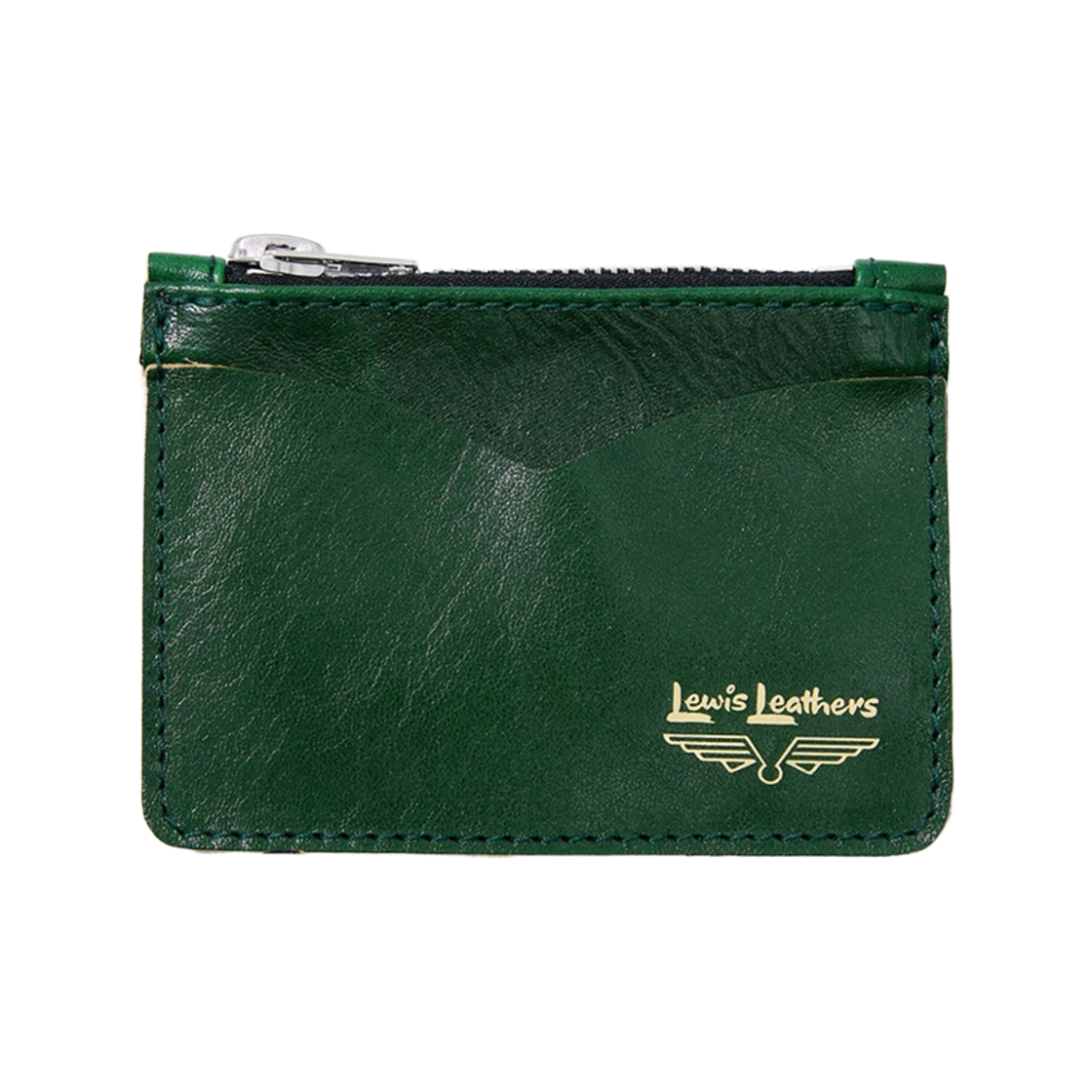 Coin & Card Wallet / Vege Tan Cow Lewis Leathers Coin & Card Wallet Vege Tan Cow Green & Black