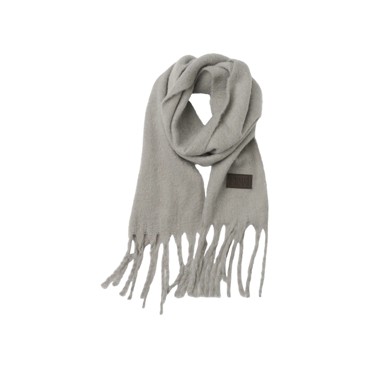 VC250AC_014 VISUAL COLLECTOR Solid Leather Label Muffler - Light Gray