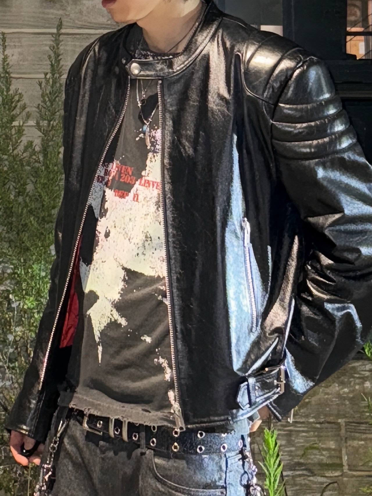 emostanceclub Multi Distressed Coating Jeans Black, Rick Owens Mega Bumper Geobasket Black Milk 착용 스타일 - 5