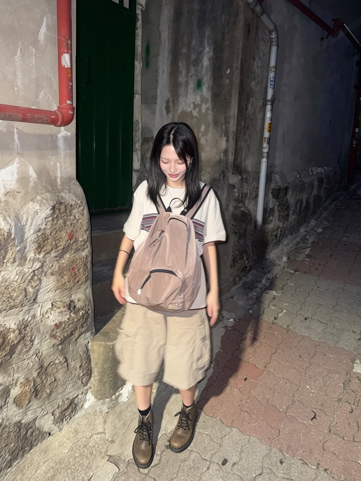 SPORT CHAMBER Spectrum T-shirt LIGHT BEIGE 착용 스타일 - 3