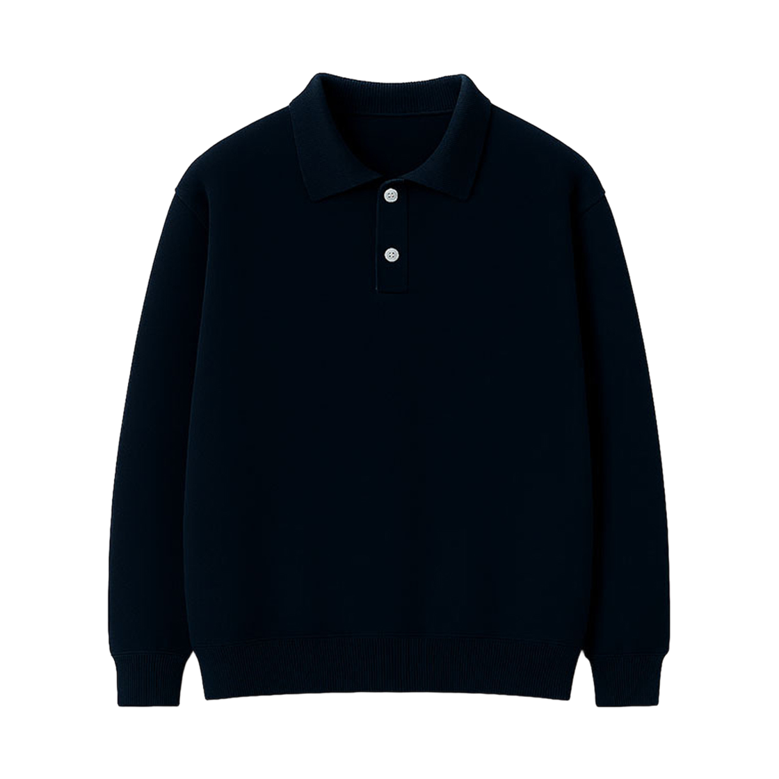 GC투버튼 카라 니트 맨투맨-네이비 GCLIP Collar-Neck Urban Two-Burton Knitwear Sweatshirt Navy