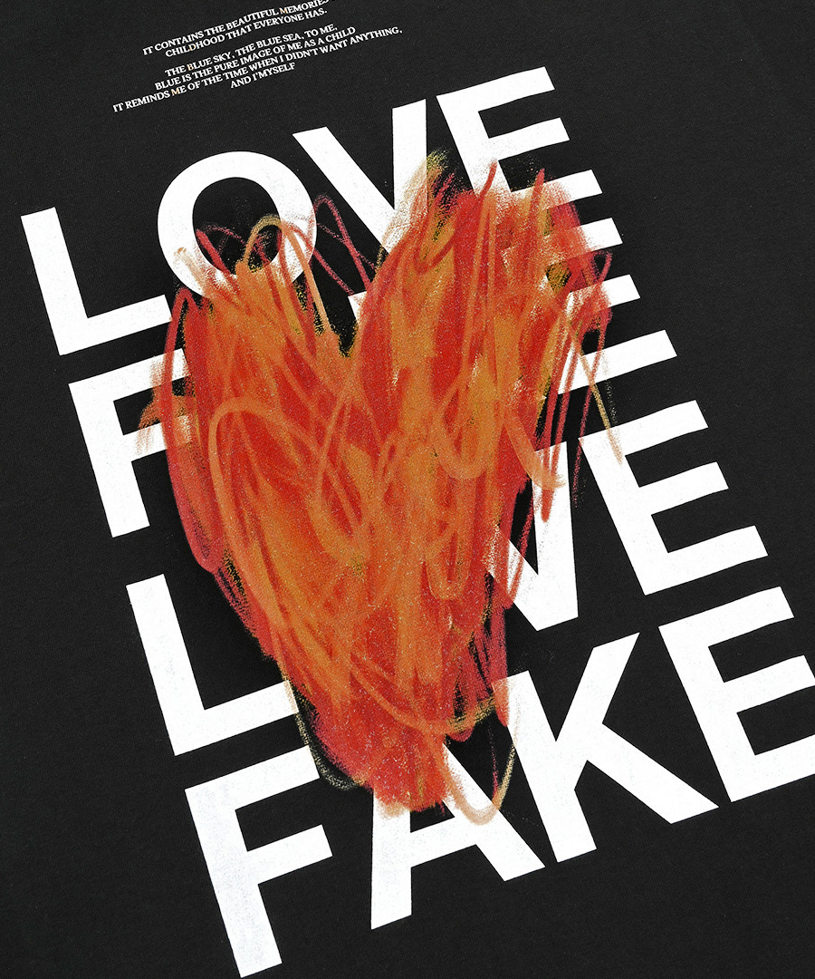 마이딥블루메모리즈 러브x페이크 티셔츠 라이트 그레이(MydeepblueMemories Love X Fake Graphic T-Shirts Light Grey) - 3