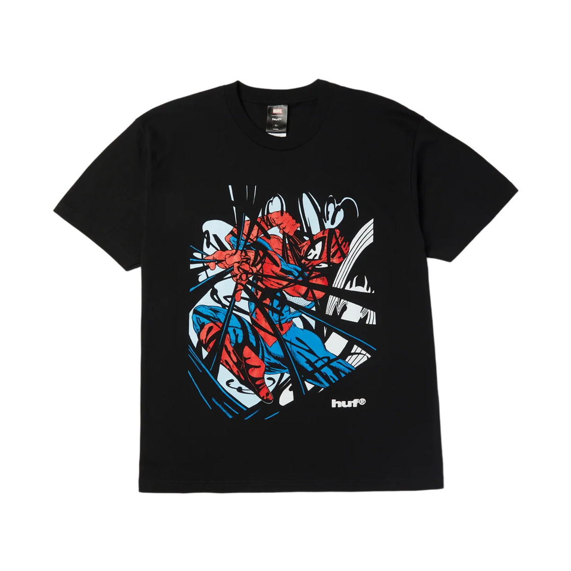 허프 x 스파이더 맨 엔탱글 워시드 티셔츠 워시드 블랙(Huf x Spider Man Entangled Washed T-Shirt Washed Black)