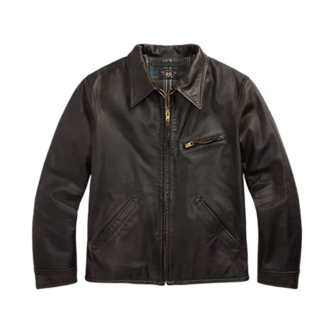 더블알엘 레더 자켓 블랙 오버 브라운(Double RL Leather Jacket Black Over Brown)