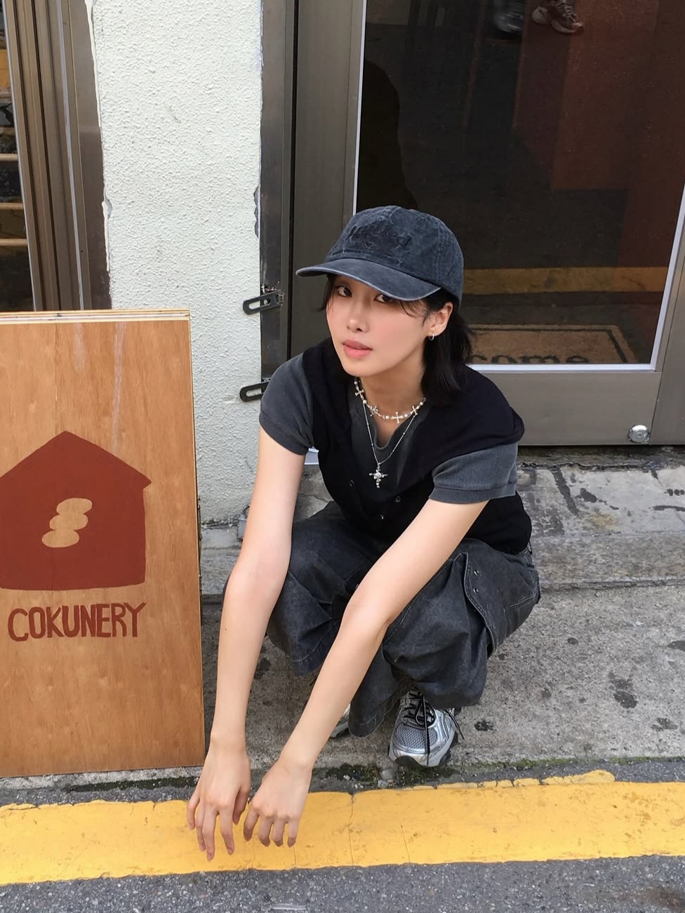 Knitted Palmtree Logo Ballcap Charcoal, Knitted Palmtree Logo Ballcap Khaki 착용 스타일 - 1