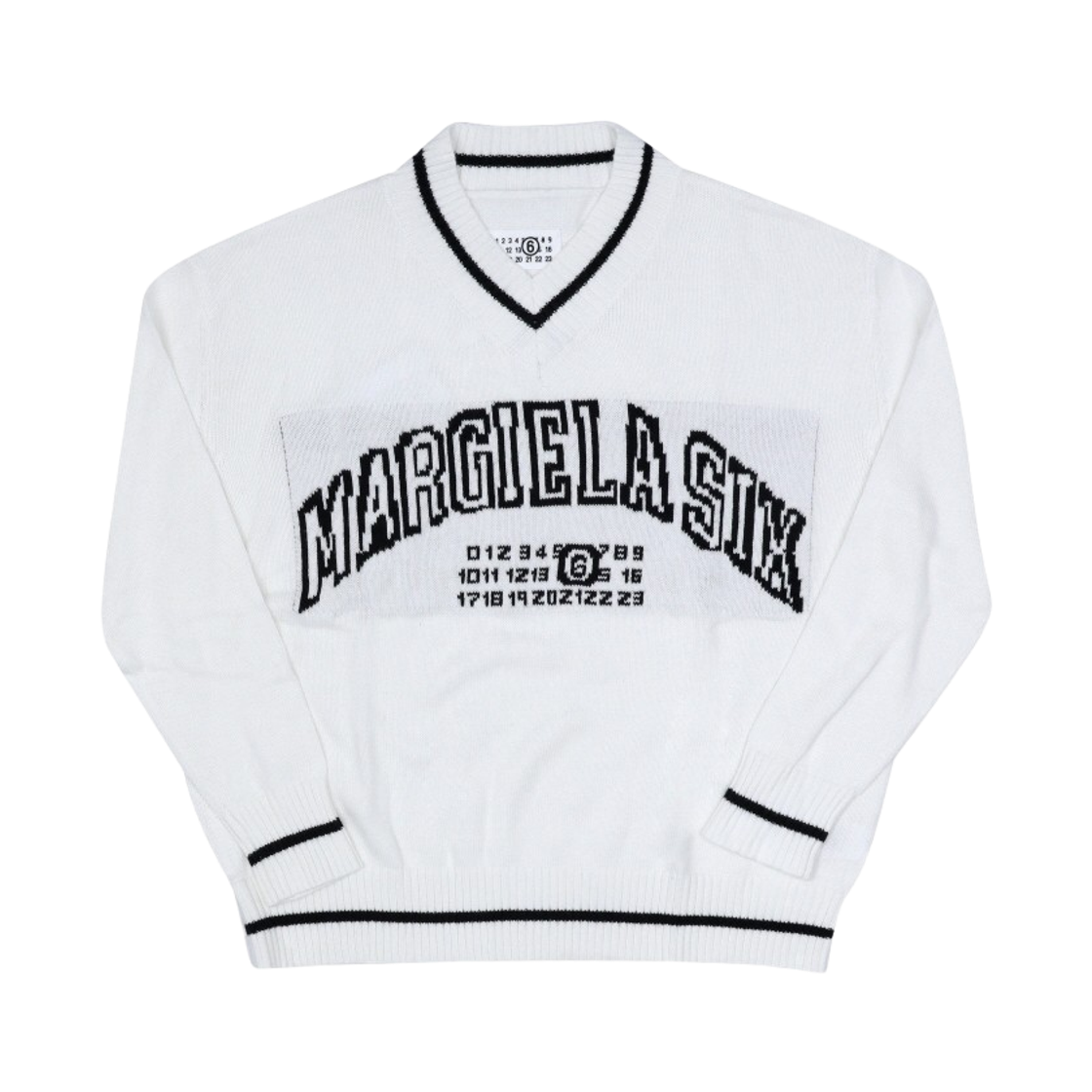 M60987MM07TM6101 (Kids) MM6 Maison Margiela V-Neck Pullover White