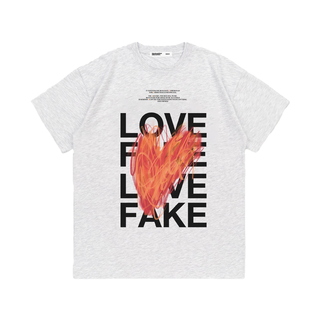 26072704 MydeepblueMemories Love X Fake Graphic T-Shirts Light Grey