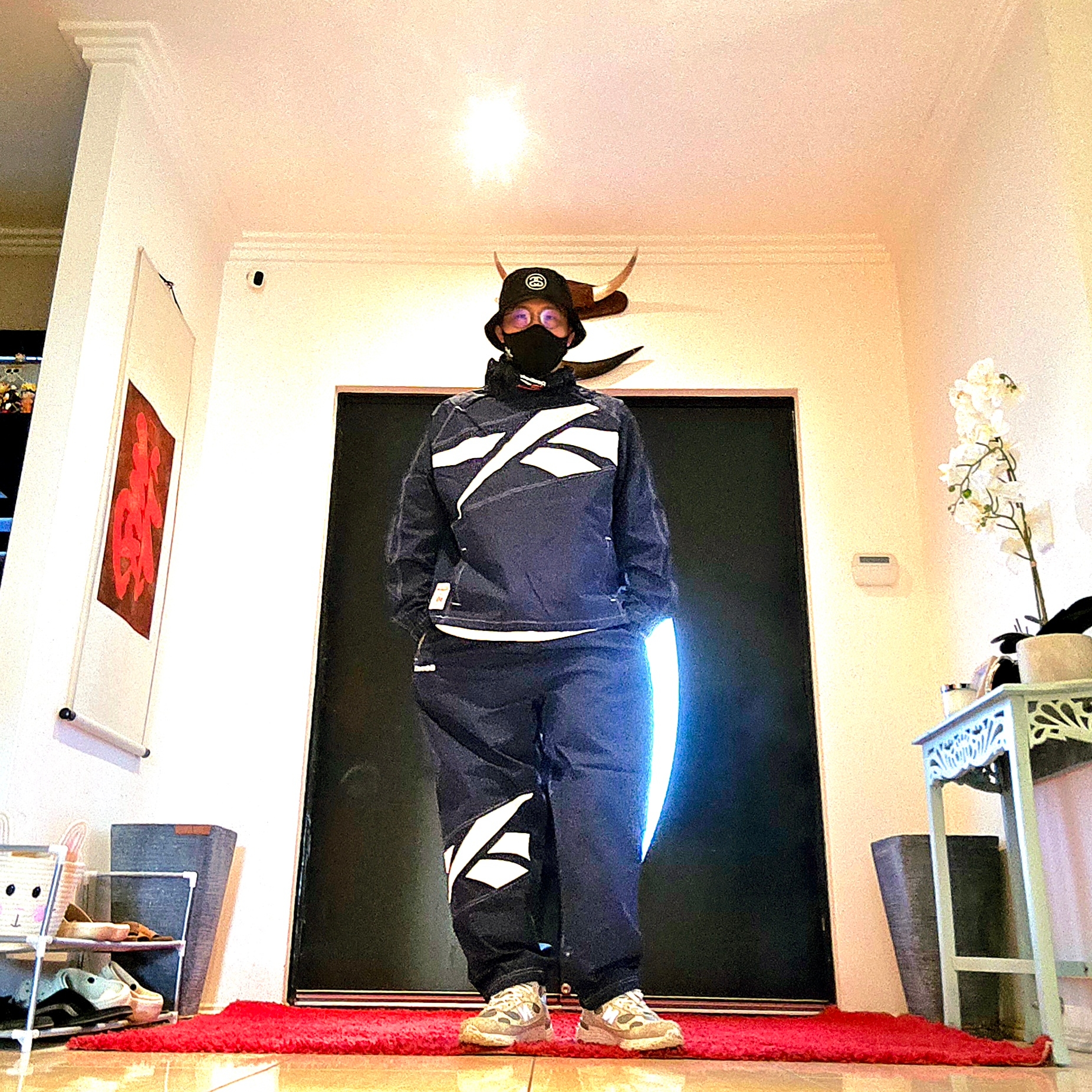 Reebok x StreetX Vector Jacket Navy Blue, Reebok x StreetX Vector Track Pants Navy Blue 착용 스타일 - 1