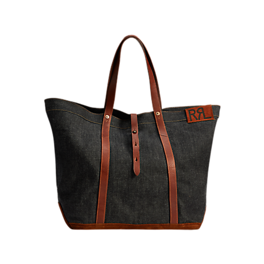 더블알엘 레더 트림 데님 토트 인디고(Double RL Leather-Trim Denim Tote Indigo)