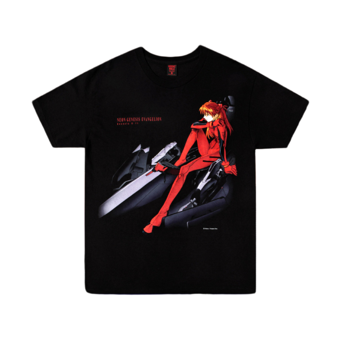 긱스 룰 x 파르코 신세기 에반게리온 실크스크린 프린팅 티셔츠 아스카 블랙(Geeks Rule x Parco Neon Genesis Evangelion Silkscreen Printing T-Shirt Asuka Black)