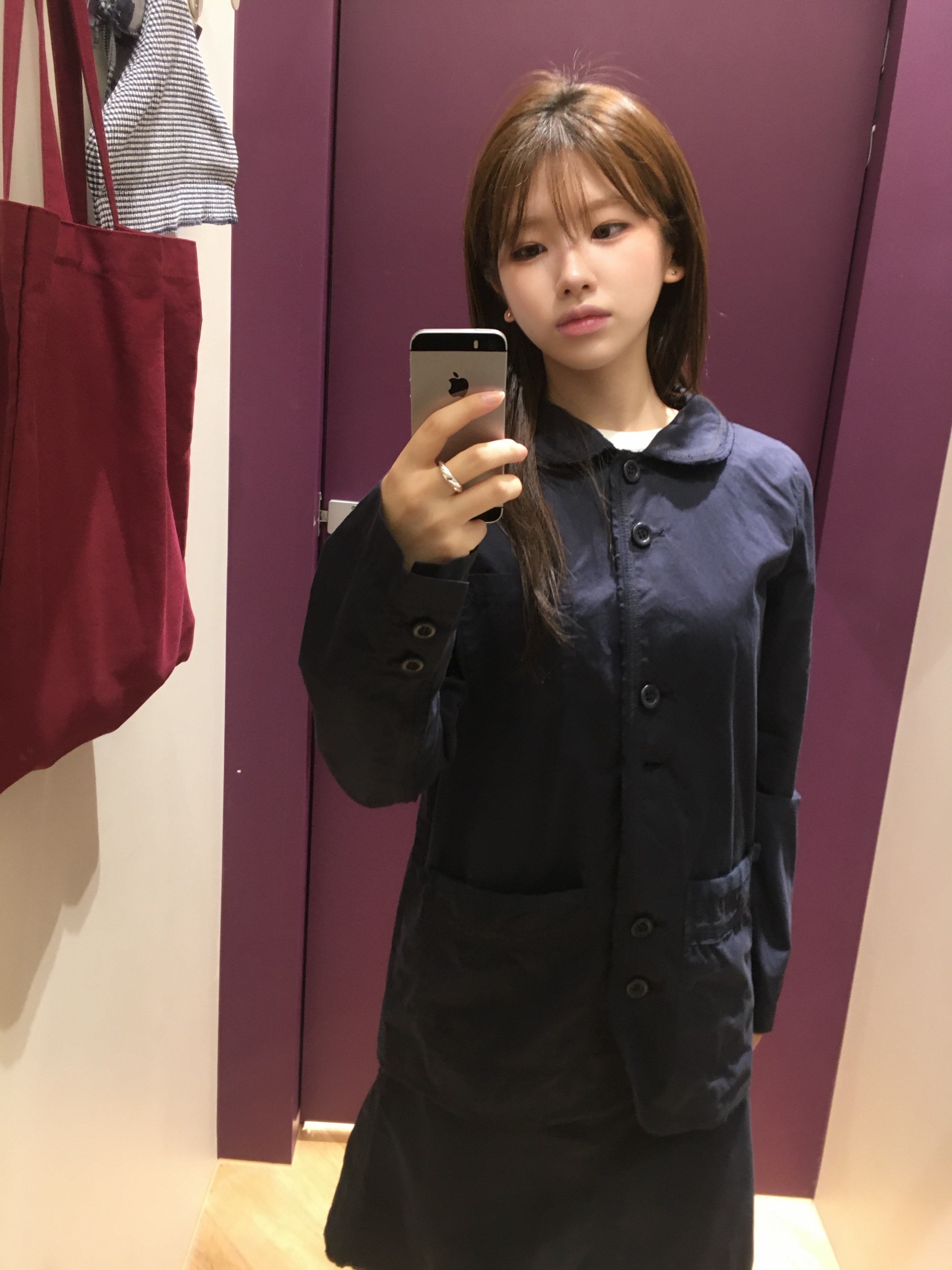 COYSEIO Raw Edge Cotton Jacket Navy, ERTR Front Pocket Cargo Denim Pants Light Blue 착용 스타일 - 2