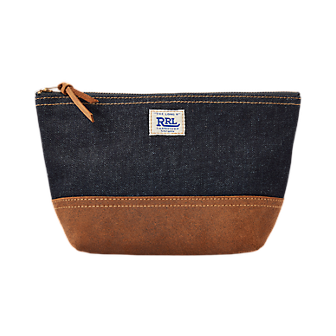 더블알엘 스웨이드 트림 데님 파우치 인디고(Double RL Suede-Trim Denim Pouch Indigo)