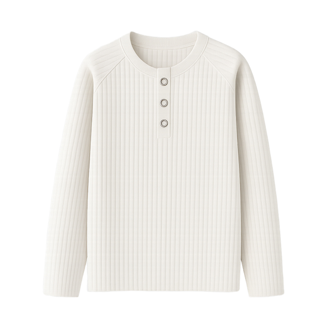 GC로벳 헨리넥 긴팔 티셔츠-아이보리 GCLIP Henry Neck Velvet Ribbed Knit Long Sleeve T-Shirt Ivory