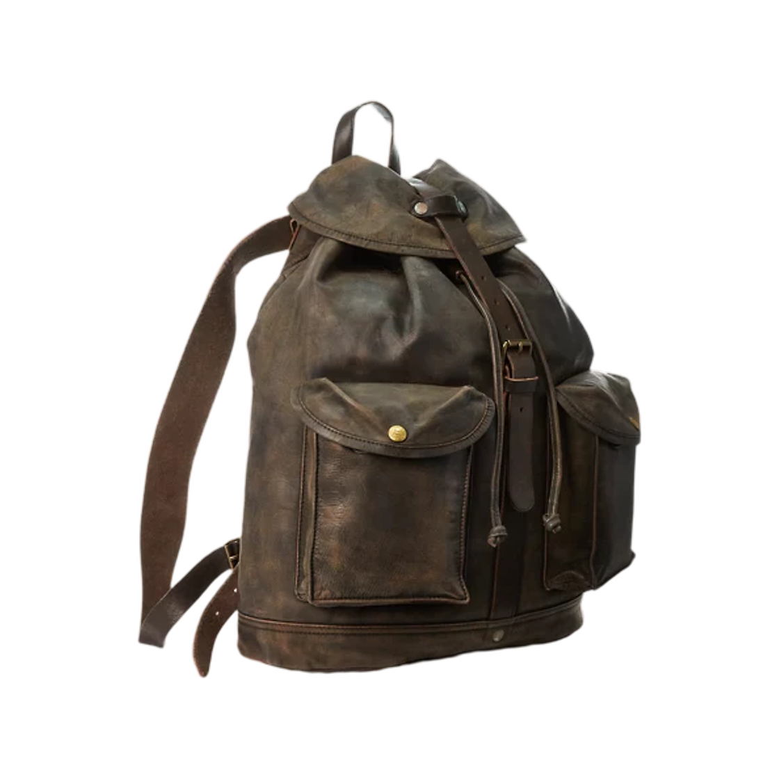 더블알엘 레더 럭색 블랙 오버 브라운(Double RL Leather Rucksack Black Over Brown) - 2