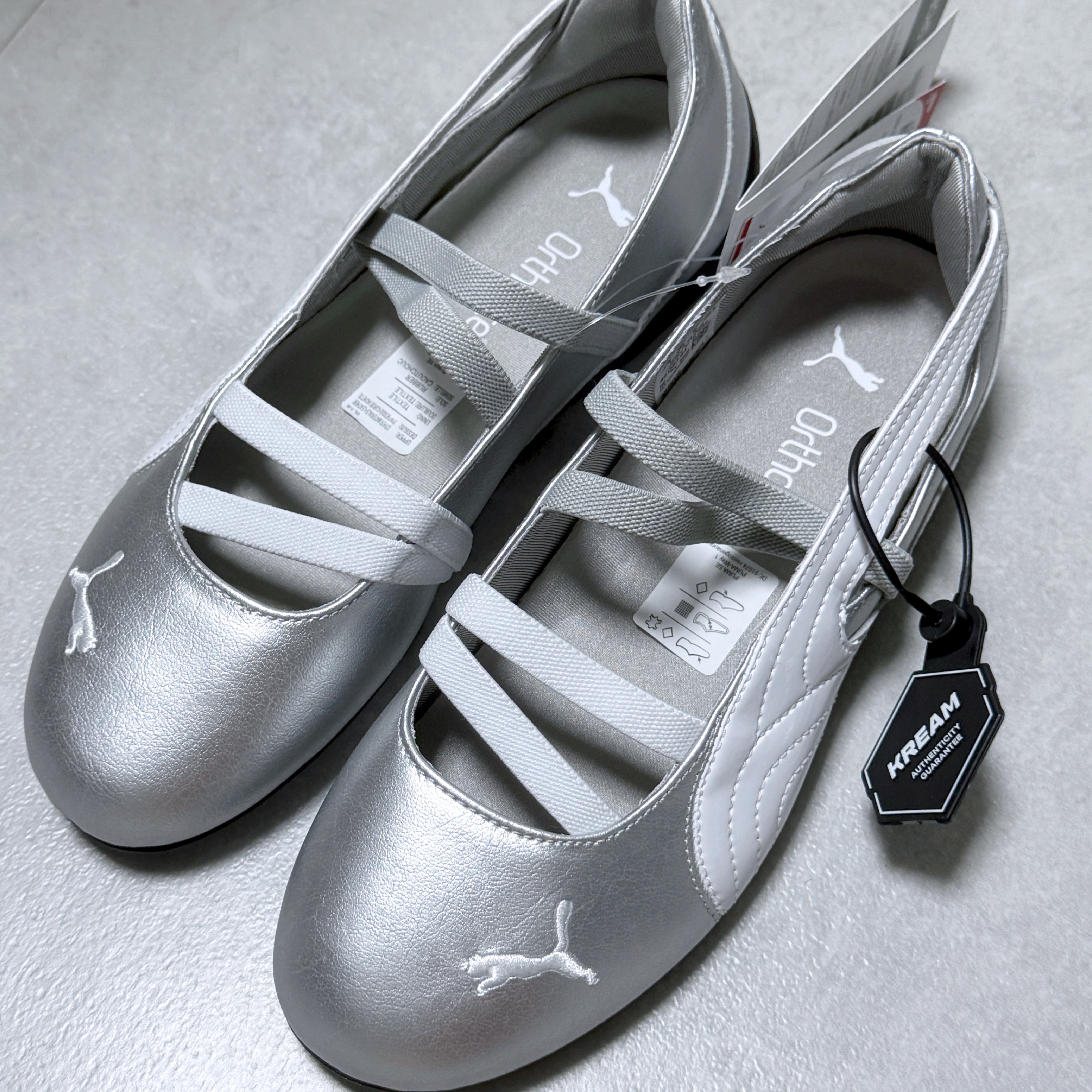 (W) Puma Speedcat Ballet Metallic Puma Silver Puma White 착용 스타일