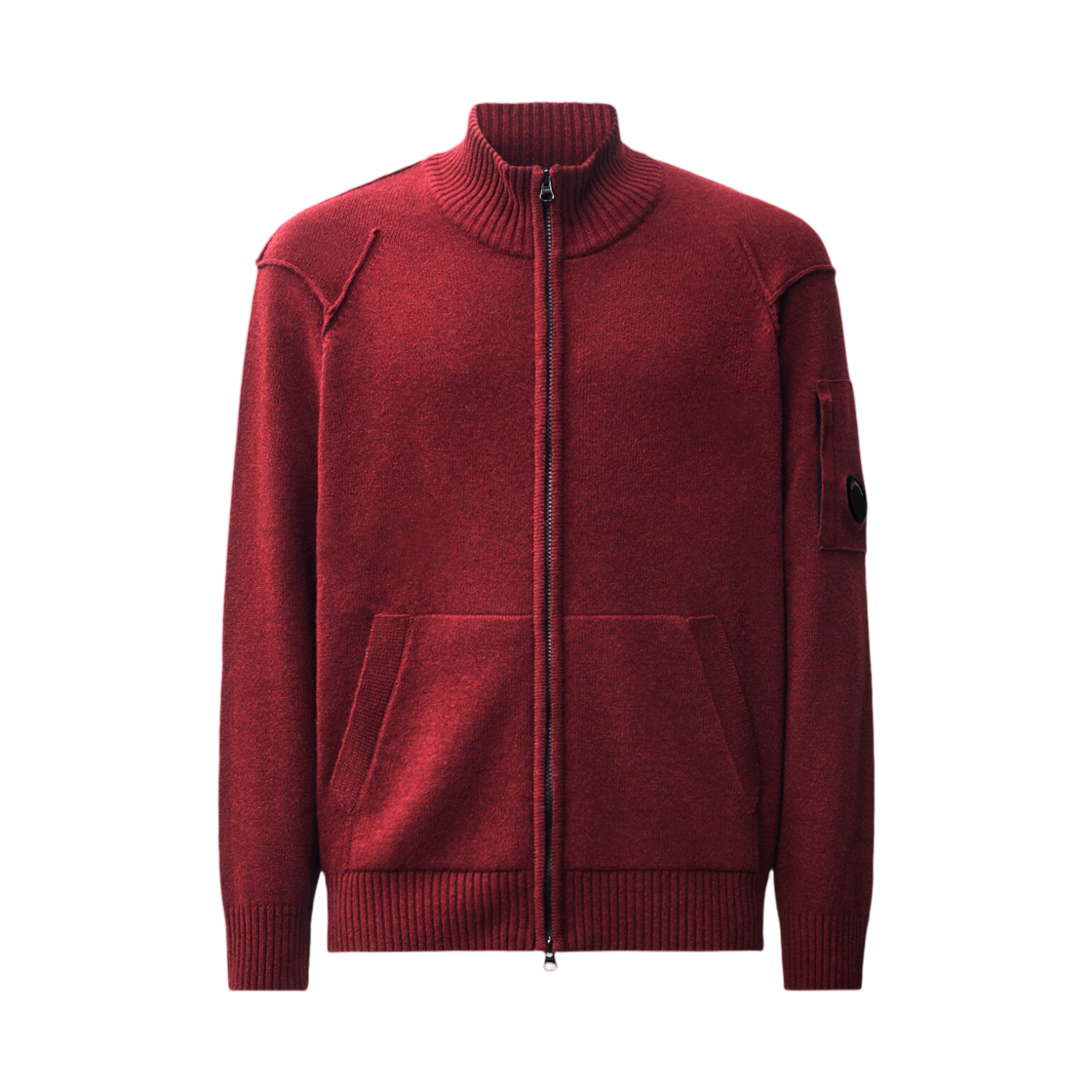 21CMKN708A110149A592 C.P. Company Lambswool Lens Full Zip Sweater Andorra Red - 26FW