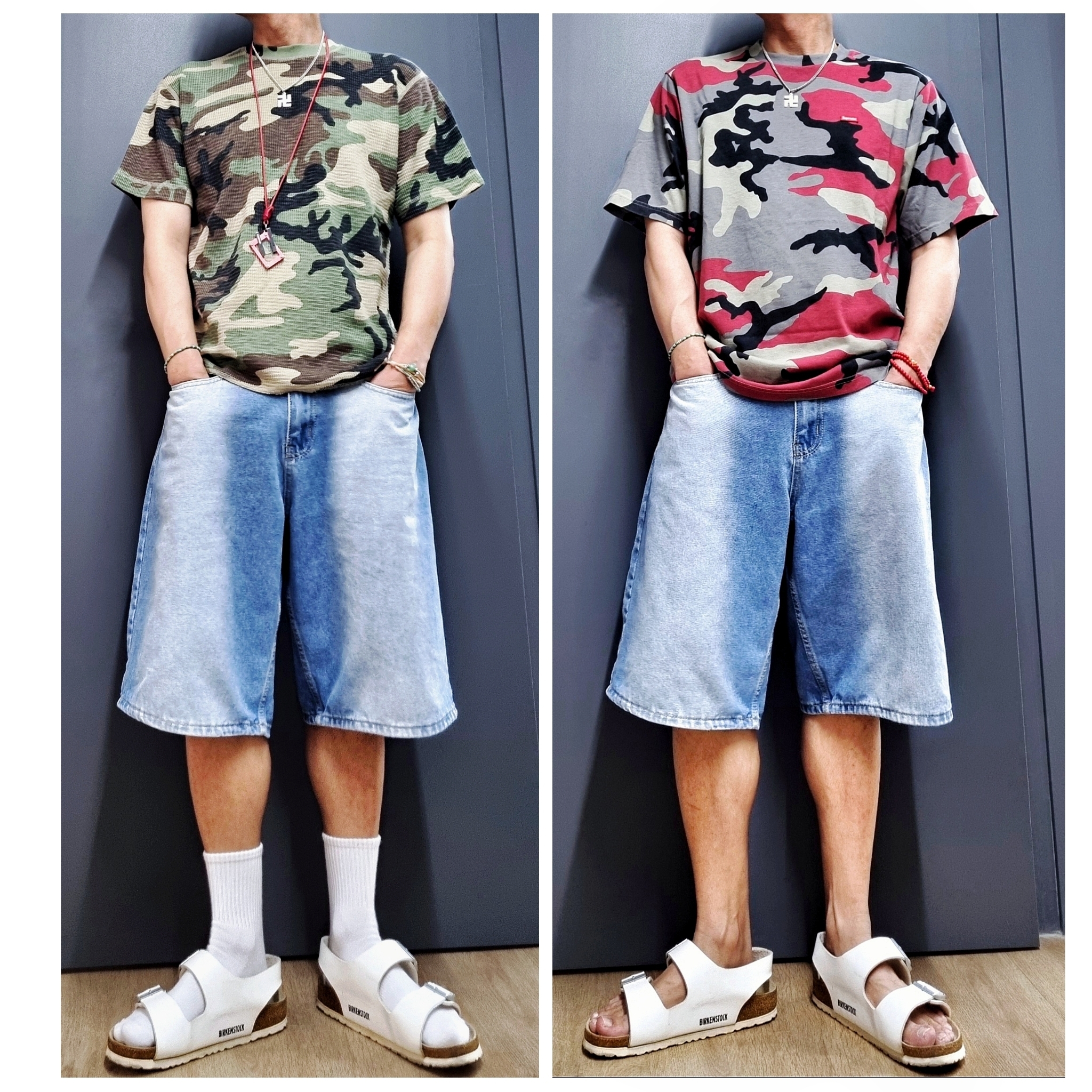Stussy Pigment Dyed SS Thermal T-Shirt Camo, Supreme Small Box T-Shirt Red Camo - 26SS 착용 스타일