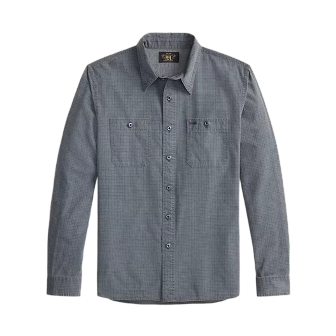 100092845 Double RL Check-Print Woven Workshirt Blue Navy