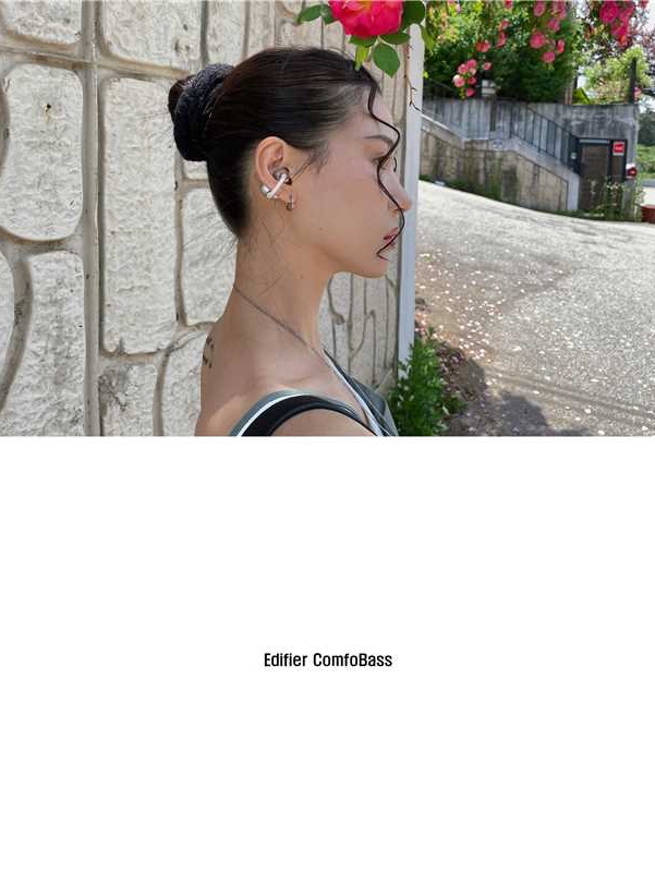 Edifier Comfo Bass Open-Ear Bluetooth Earbuds - Silver 착용 스타일 - 6