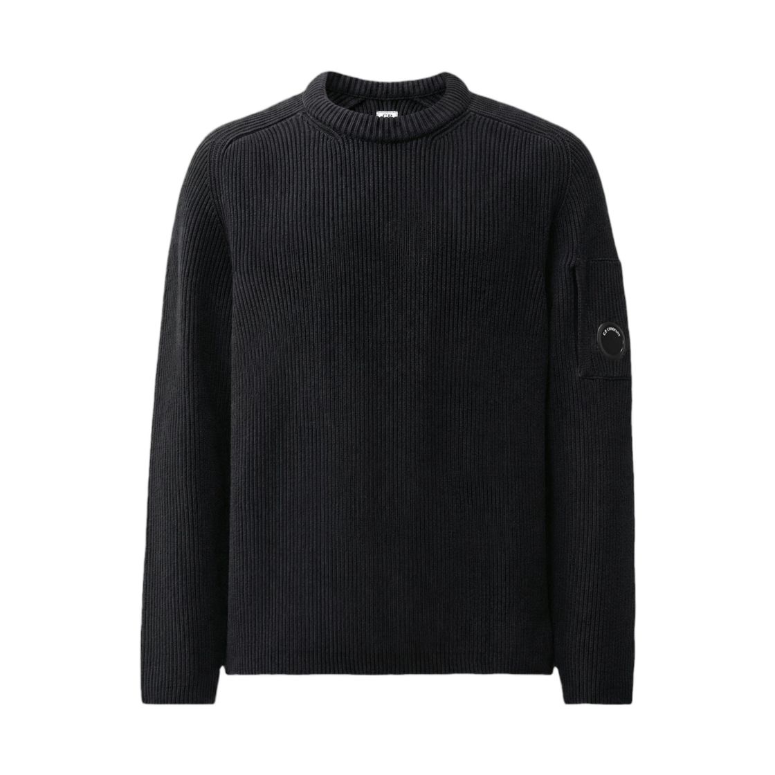 21CMKN101A006608A999 C.P. Company Full Rib Cotton Lens Crewneck Sweater Black - 26FW