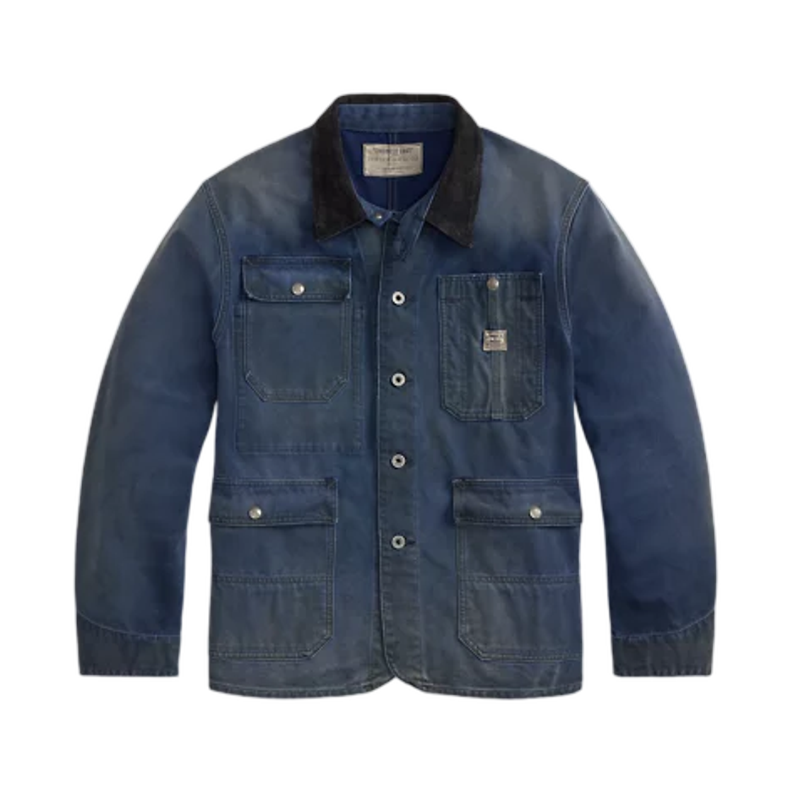 더블알엘 컨버스 코듀로이 칼라 엔지니어 자켓 페이디드 네이비(Double RL Canvas Corduroy-Collar Engineer Jacket Faded Navy)