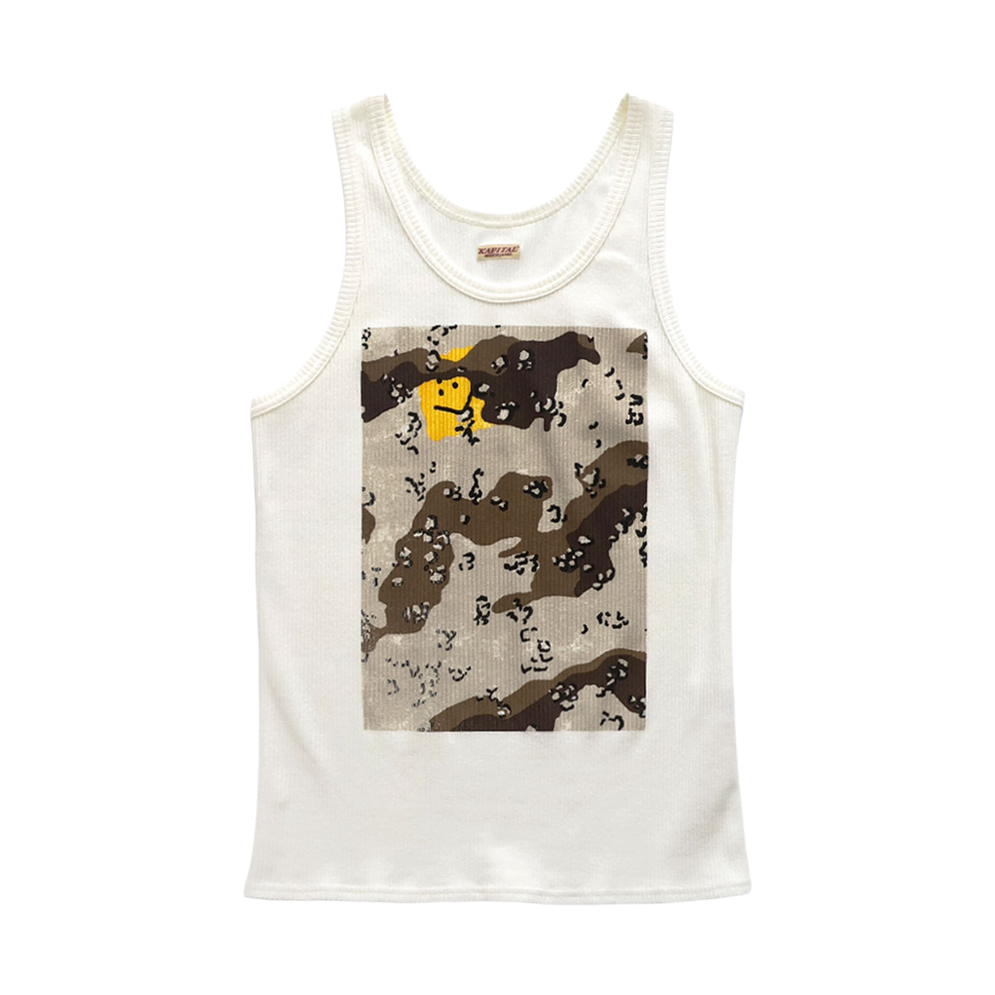 캐피탈 60/2 베어 텔코 탱크탑 패키쉬 초콜릿 칩 카모 프린트 화이트(Kapital 60/2 Bear Teleco Tank Top Peckish Chocolate Chip Camo Print White) - 1