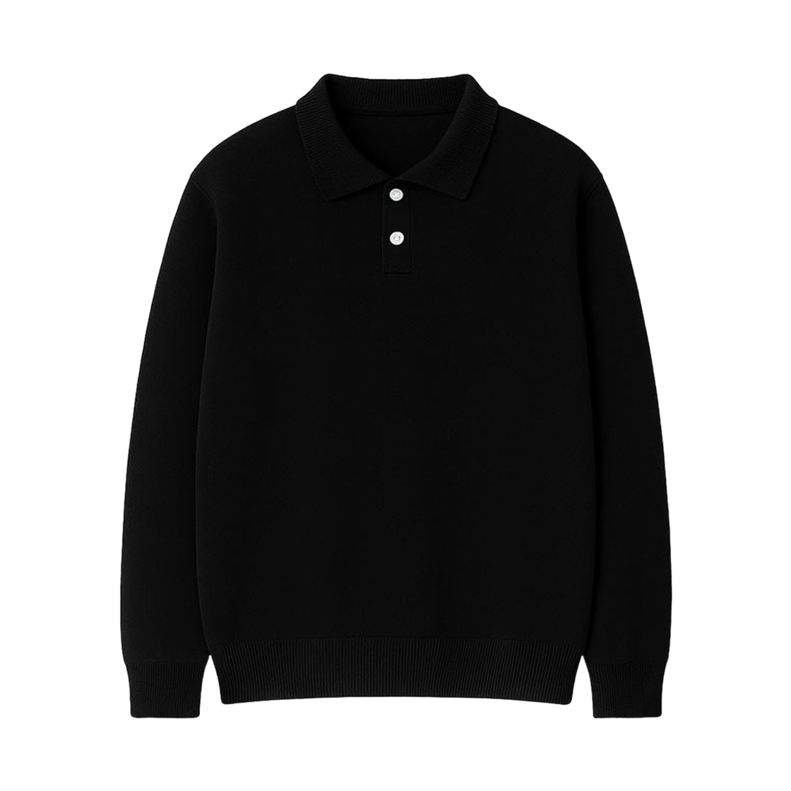 GC투버튼 카라 니트 맨투맨-블랙 GCLIP Collar-Neck Urban Two-Burton Knitwear Sweatshirt Black