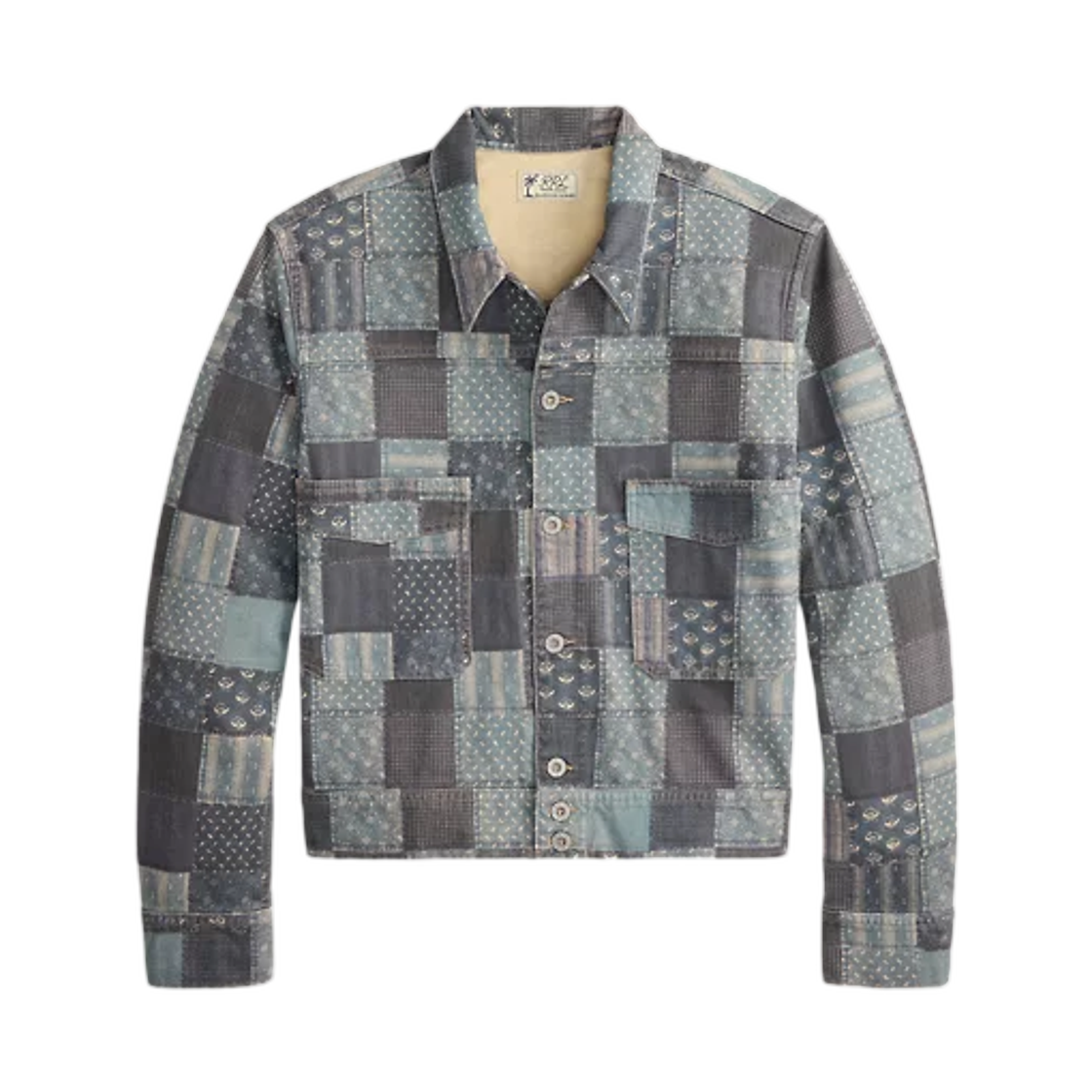 더블알엘 패치워크 프린트 저지 자켓 네이비 멀티(Double RL Patchwork-Print Jersey Jacket Navy Multi) - 1