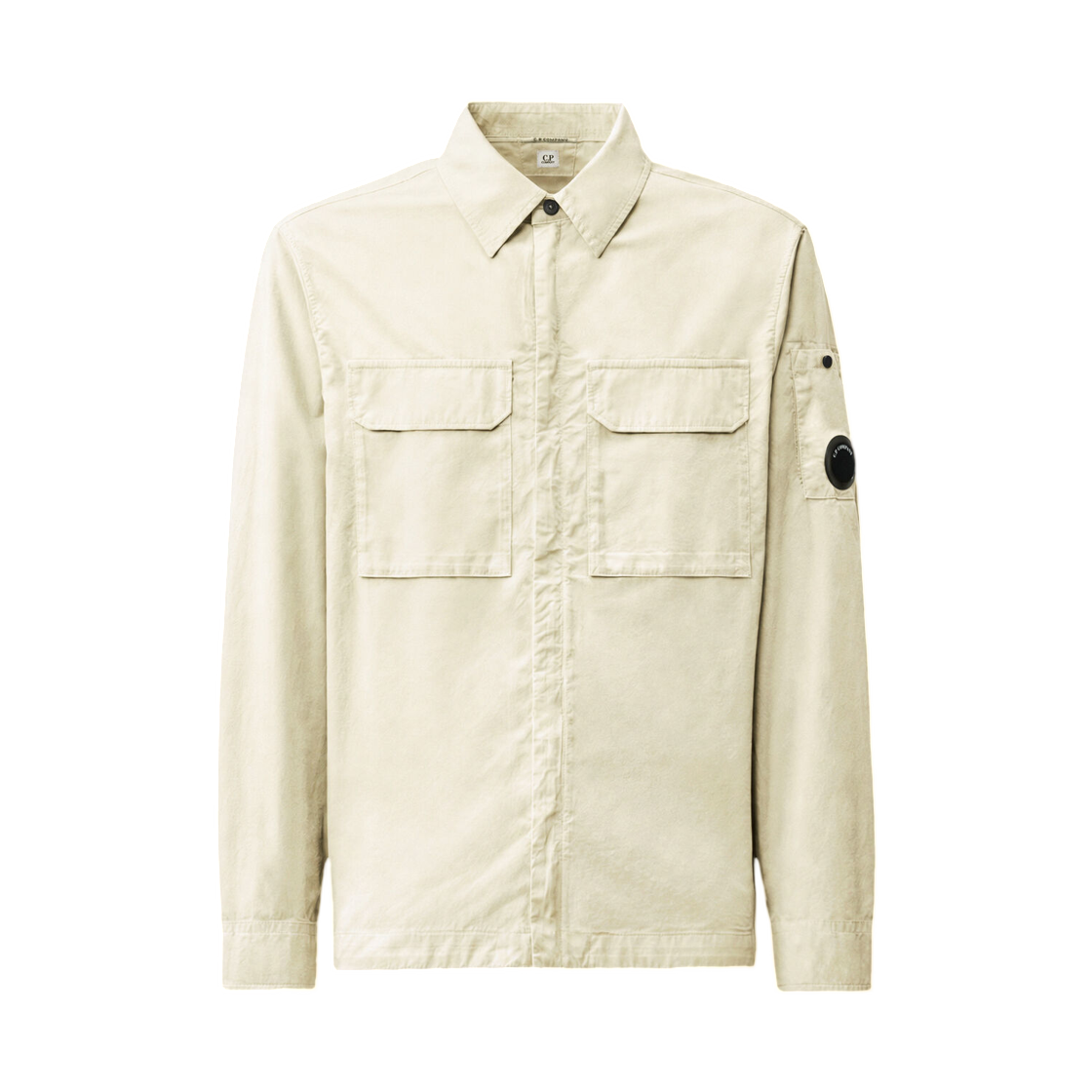 21CMOS752A110143G120 C.P. Company Organic Gabardine Lens Flap Zip Overshirt Silver Birch - 26FW