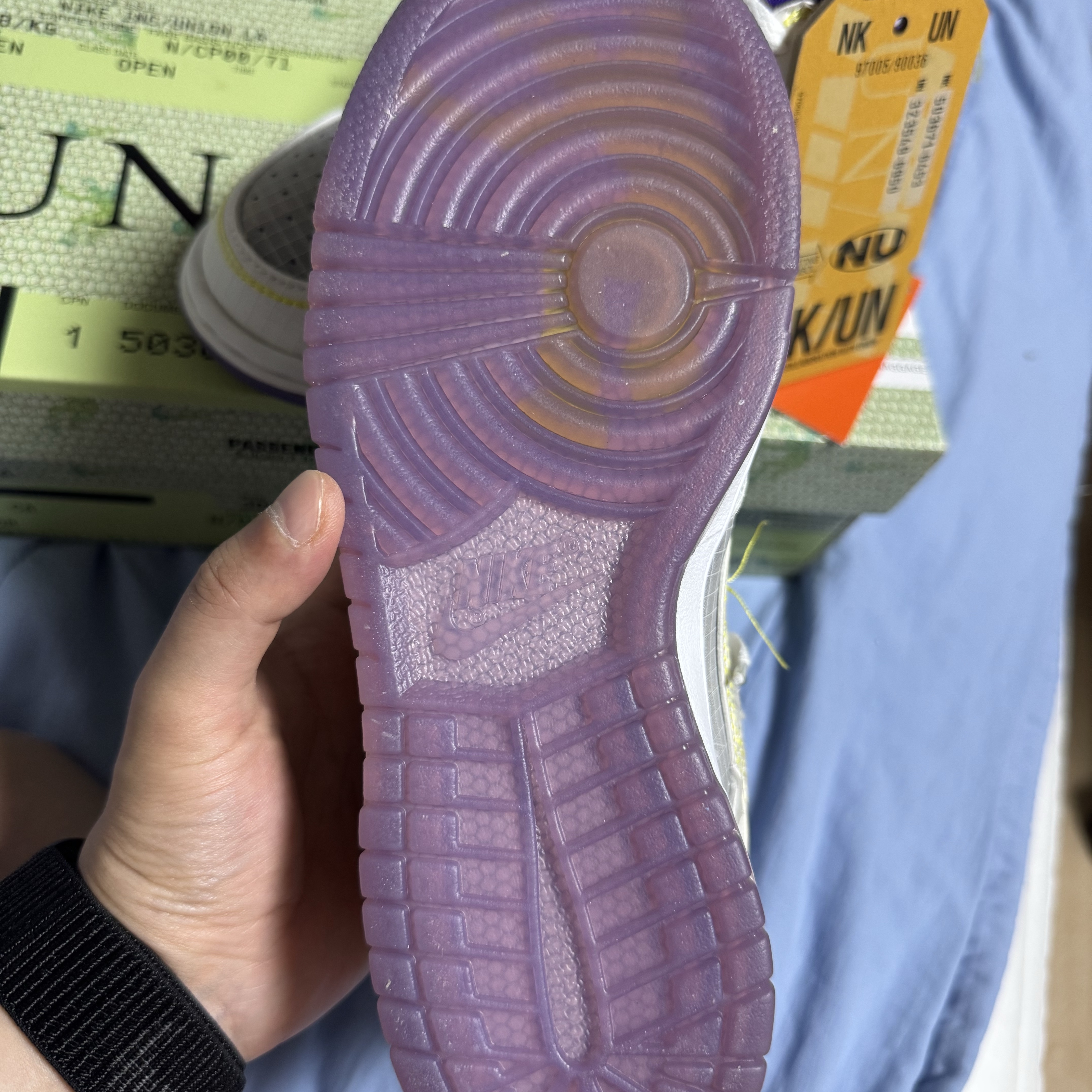 Nike x Union Dunk Low Passport Pack Court Purple White 착용 스타일 - 5