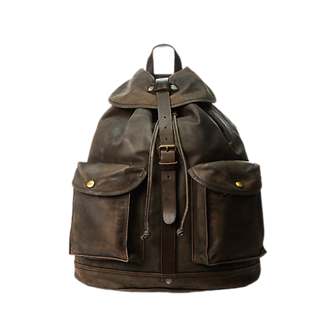 더블알엘 레더 럭색 블랙 오버 브라운(Double RL Leather Rucksack Black Over Brown) - 1