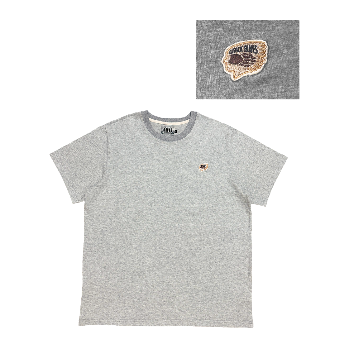 갈릭블루스 휴먼 X 풋프린트 아플리케 티셔츠 그레이(GARLICBLUES HUMAN X FOOTPRINT Appliqué T-Shirt Gray)