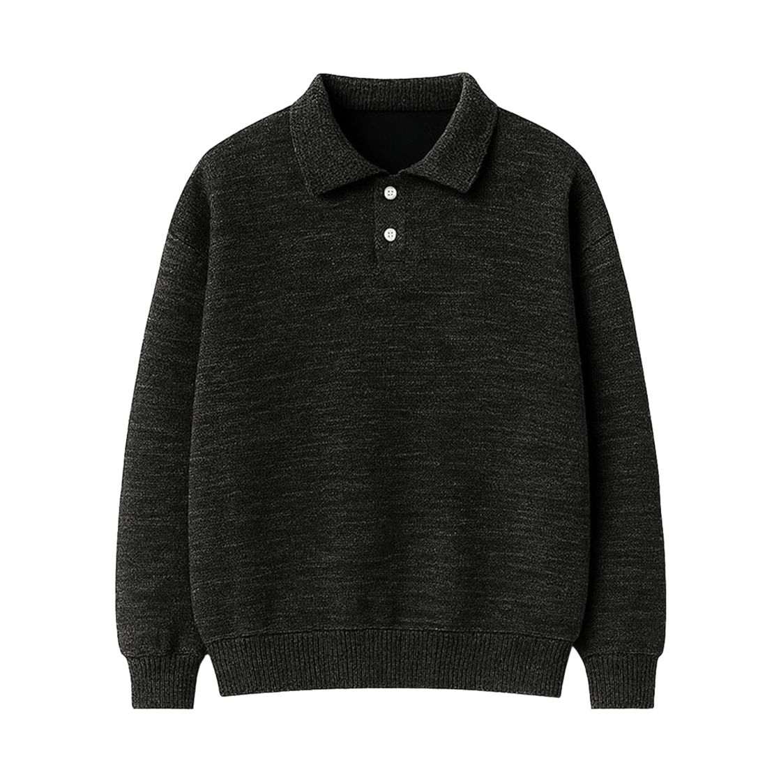 GC투버튼 카라 니트 맨투맨-차콜 GCLIP Collar-Neck Urban Two-Burton Knitwear Sweatshirt Charcoal