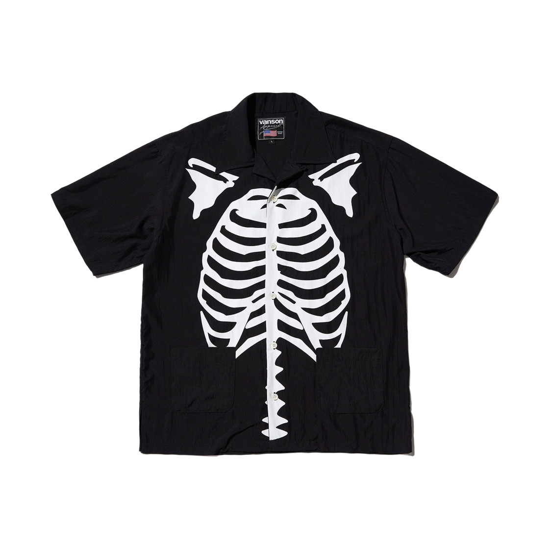 벤슨 레더 오리지날 본 하와이안 셔츠 블랙(Vanson Leathers Original Bone Hawaian Shirt Black)