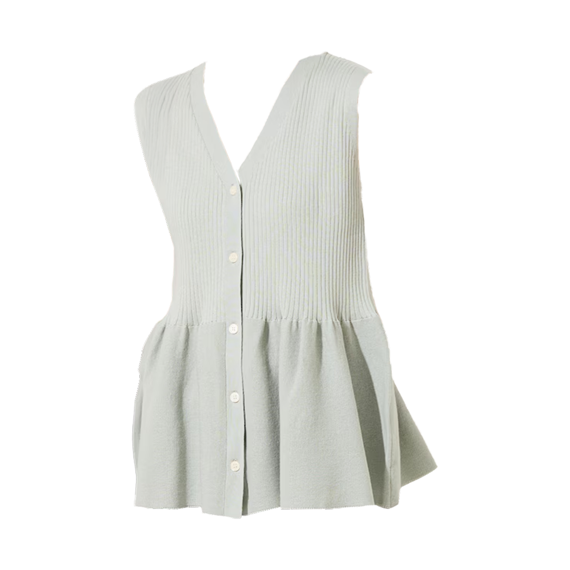 (W) 프릭스 스토어 니트 페플럼 슬리브리스 버튼 리미티드 에디션 베스트 삭스 블루((W) Freak's Store Knit Peplum Sleeveless Button Limited Edition Vest Sax Blue)