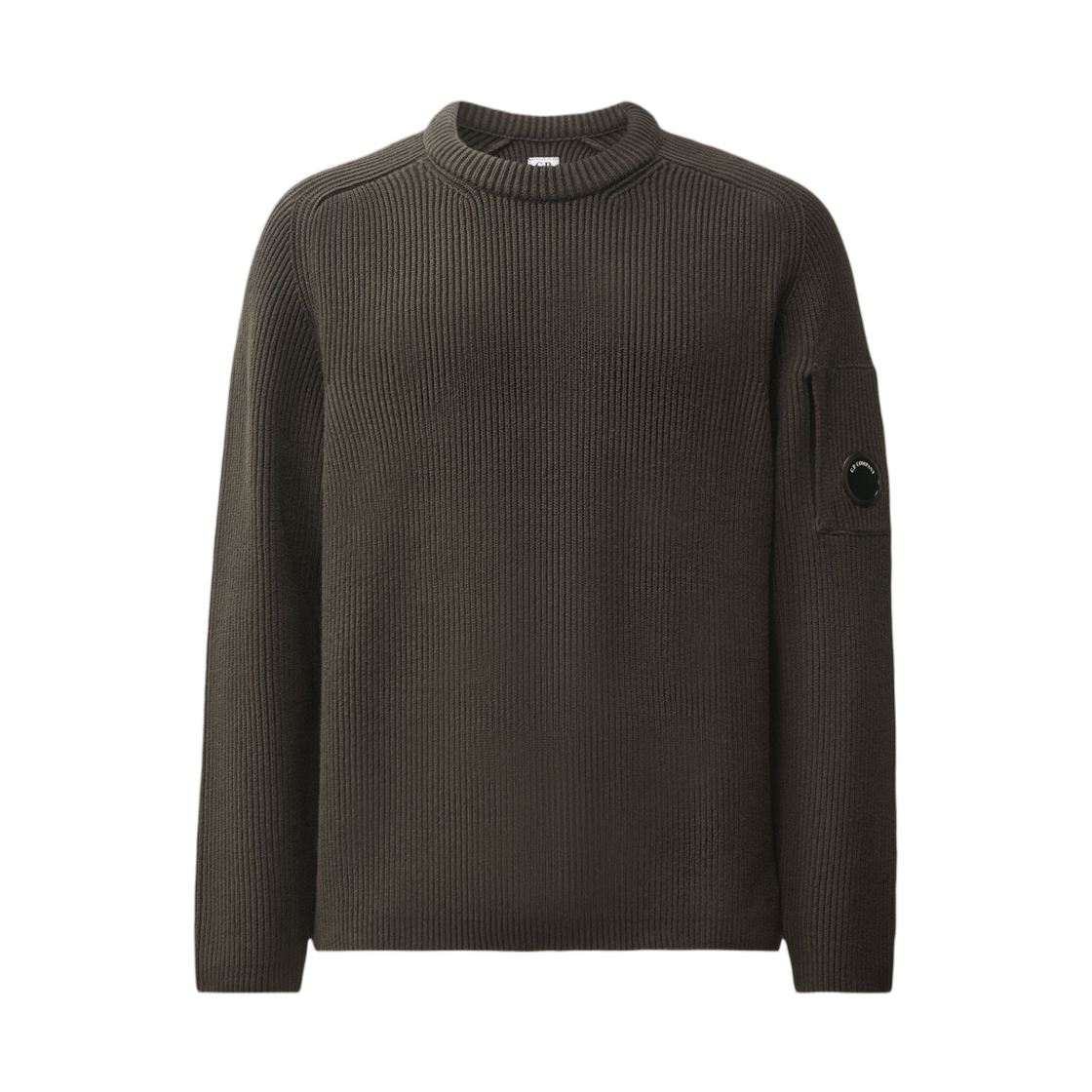 21CMKN101A006608A985 C.P. Company Full Rib Cotton Lens Crewneck Sweater Raven Grey - 26FW