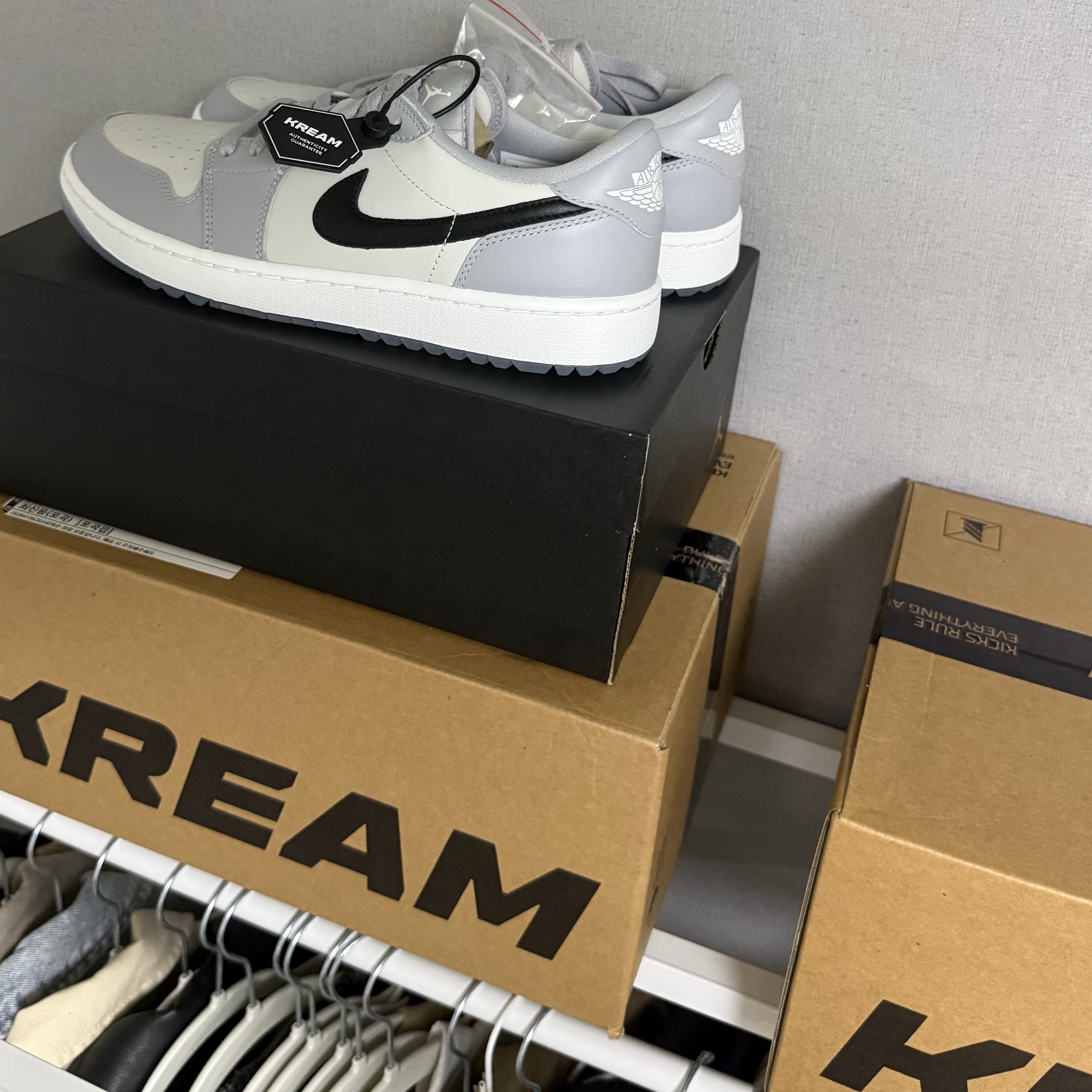 Jordan 1 Low Golf Wolf Grey 착용 스타일 - 1