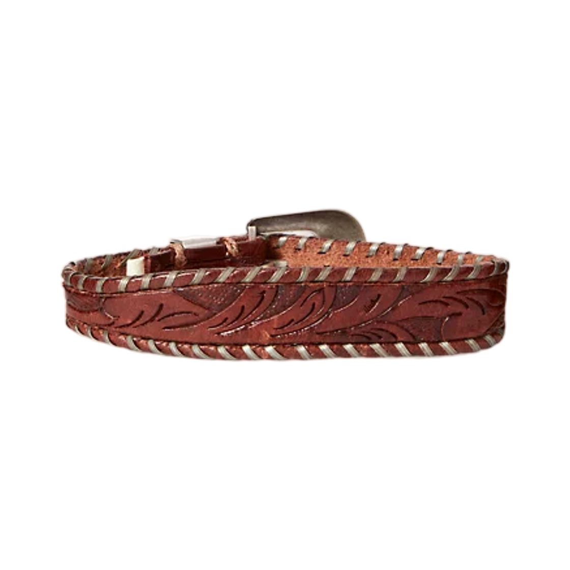더블알엘 핸드툴 레더 브레이슬릿 브라운 빈티지 실버(Double RL Hand-Tooled Leather Bracelet Brown Vintage Silver) - 2