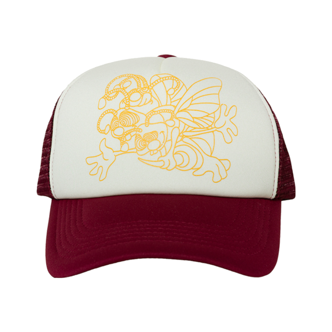 HSH26HW221BUOS Honey Scoop House 3Bees Trucker Cap Burgundy